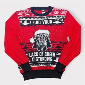 Star Wars Darth‎ Vader Lack of Cheer Holiday Sweater Red Black Mens Large L